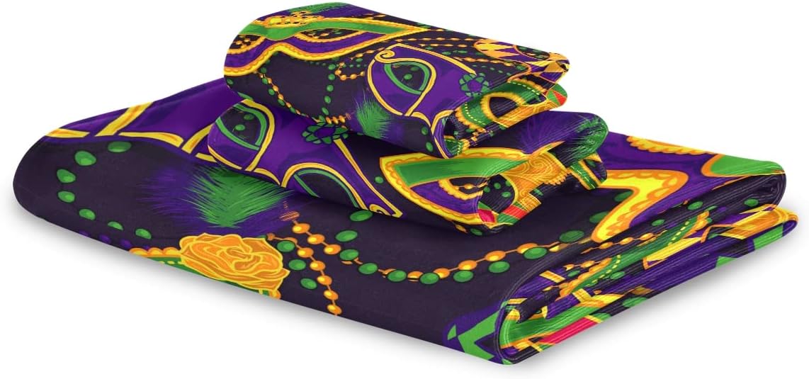 Beachy Vibes Mardi Gras Bath Towels Set