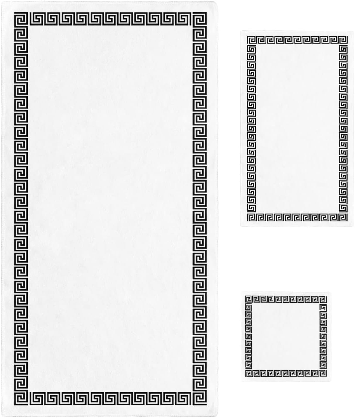 Lsrtoss Black Geometric Bath Towel Set