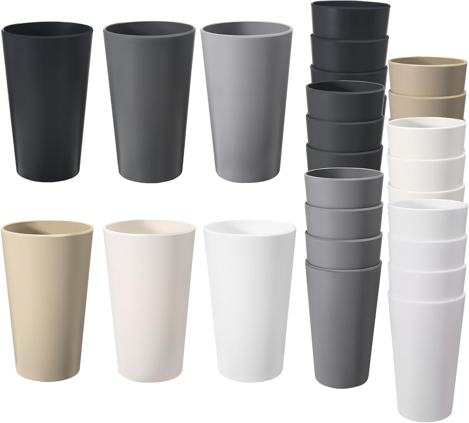 24 Pcs 20 Oz Reusable Plastic Cups Set