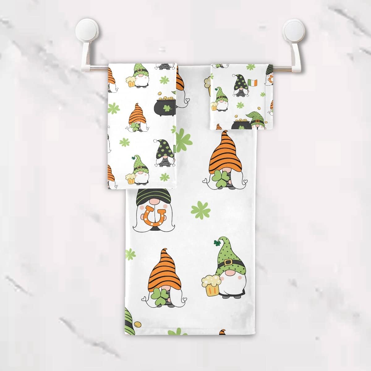 DOMIKING Gnome St Patrick Day Towel Set of 3