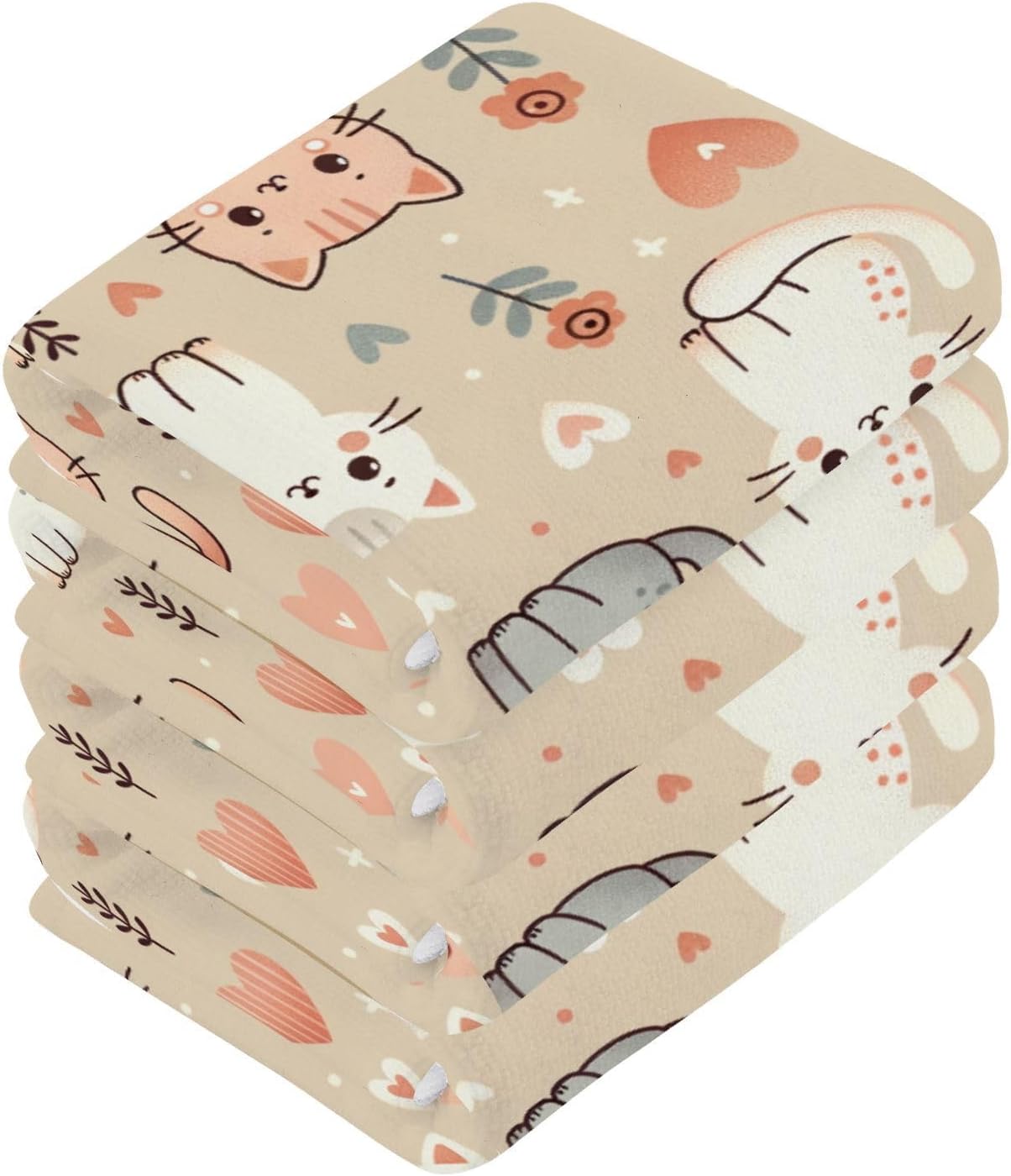 4-Pack Cute Cats Washcloths for Bathroom More