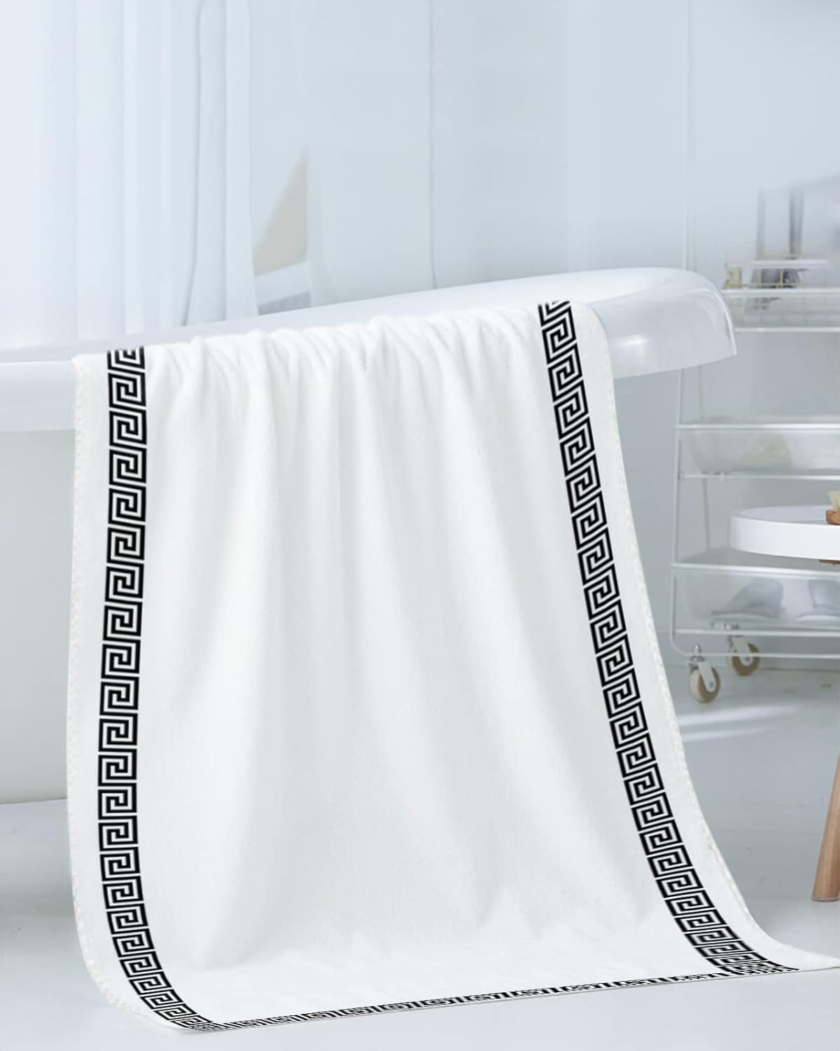 Lsrtoss Black Geometric Bath Towel Set