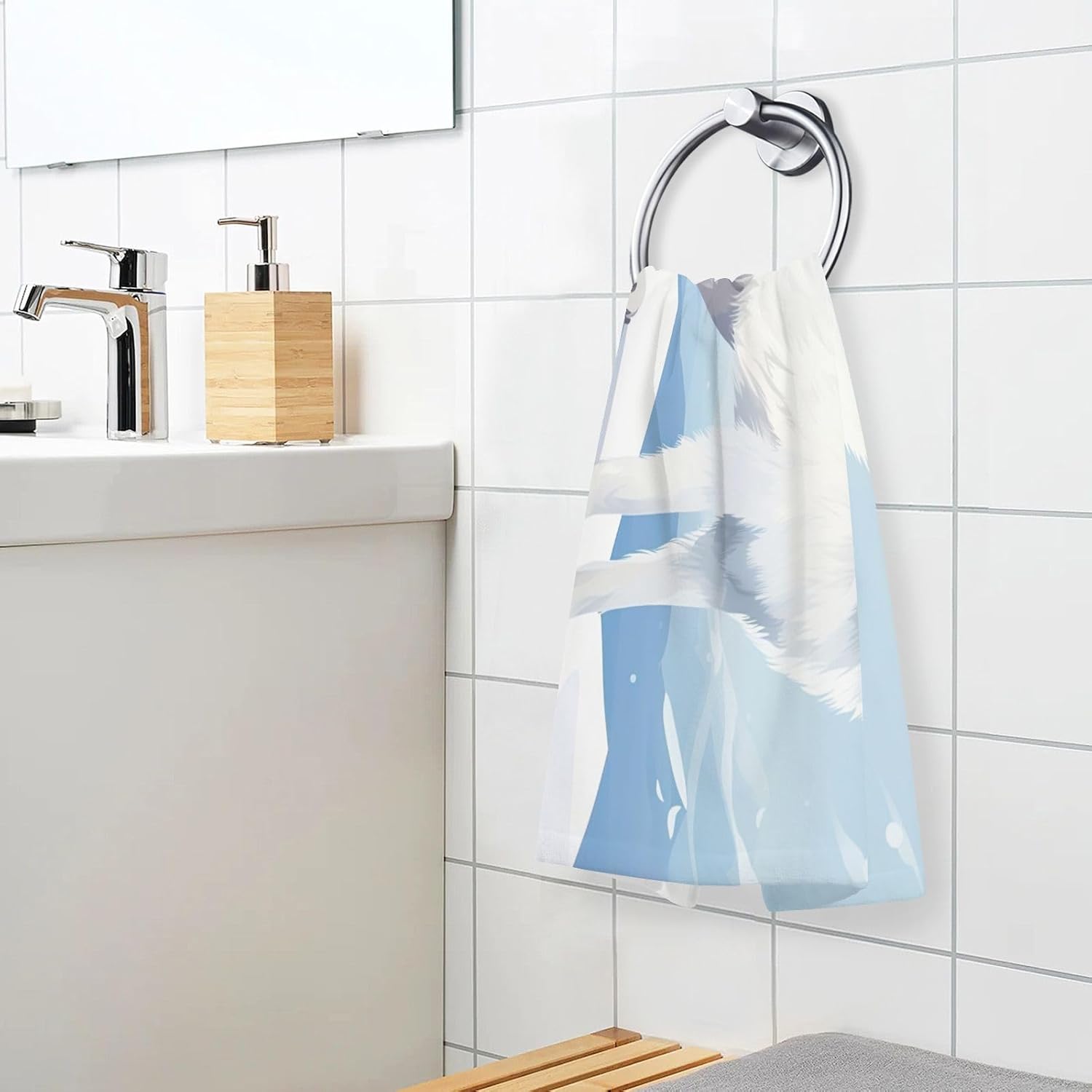 Quick Dry White Fox Snow Hand Towels