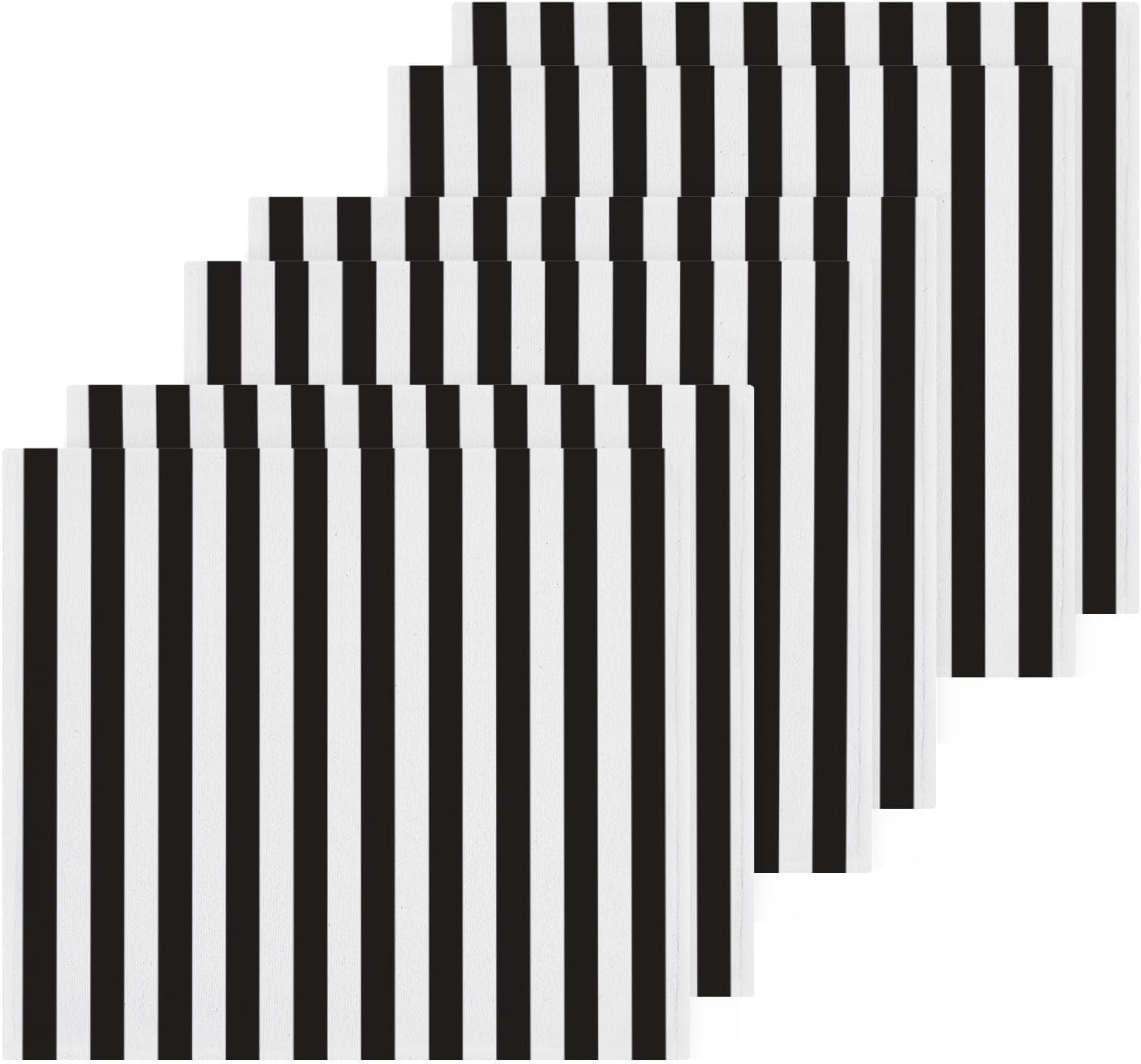 Xiguous Black and White Stripes Washcloths Soft Absorbent and Durable 12x12 Towels