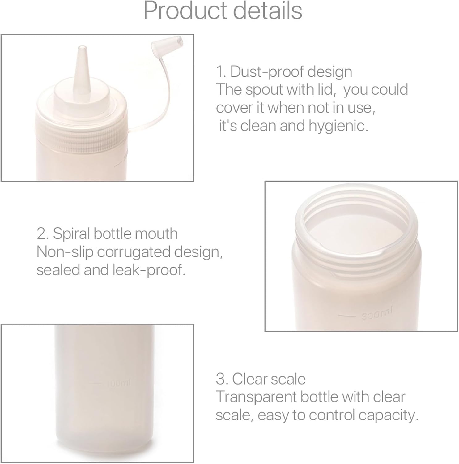 3-PIECE REusable SQUEEZE BOTTLES LEAK-PROOF MEASURING CAPS FOOD-GRADE KITCHEN ESSENTIALS