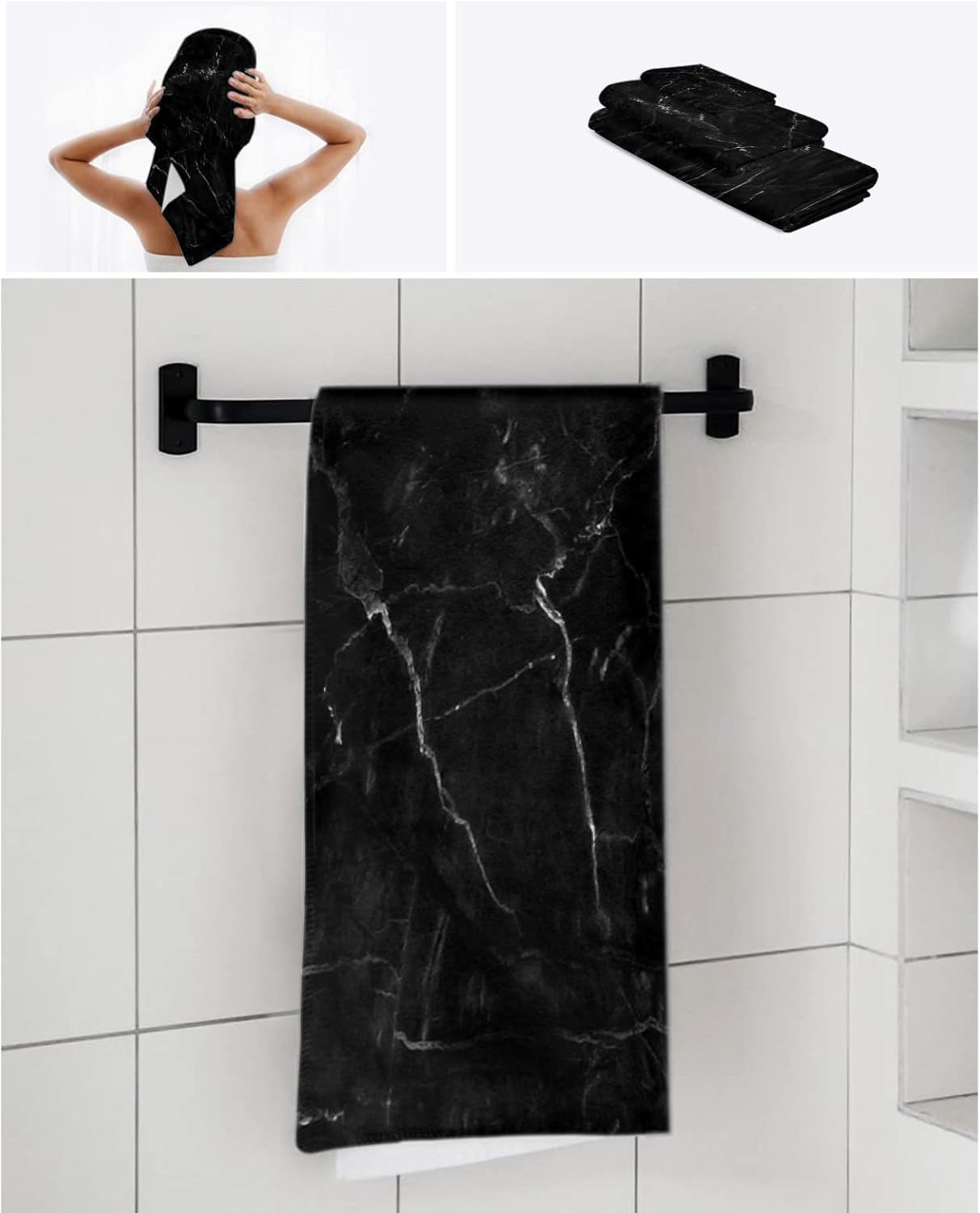 Marble Black White Crack Mini Towel Set