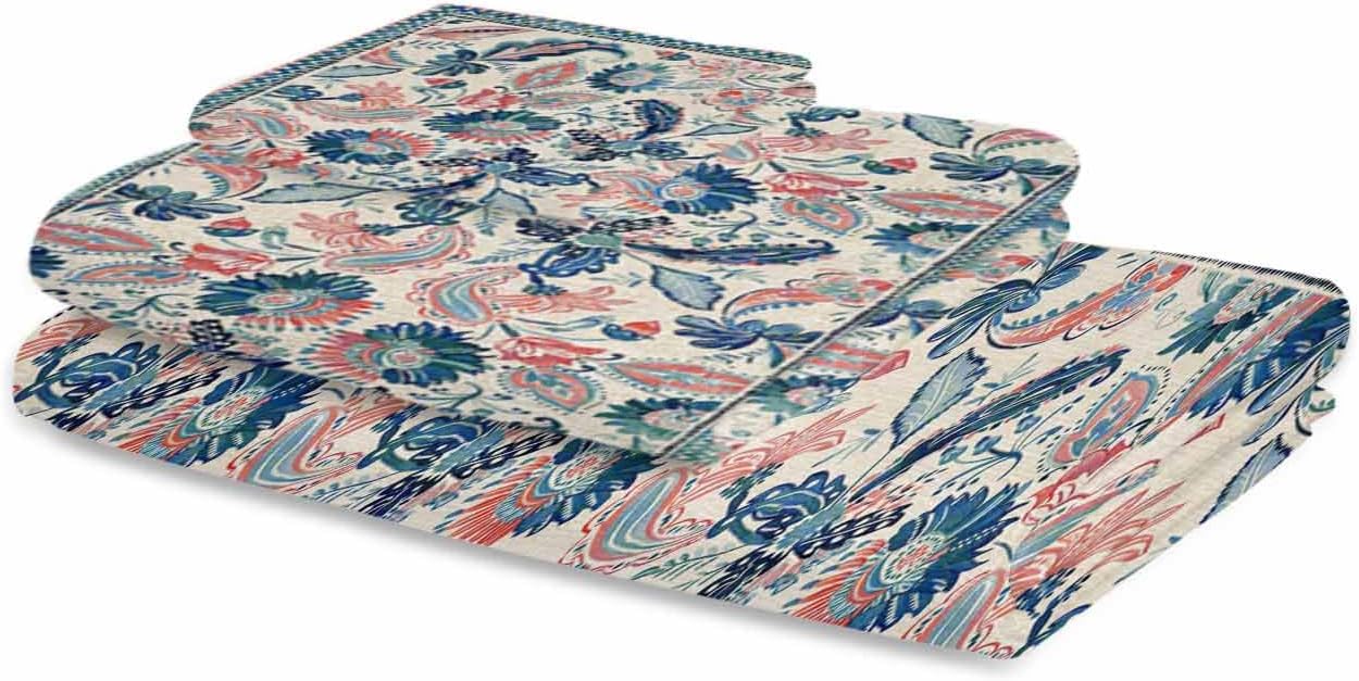 Retro Blue Paisley Bath Towels Set