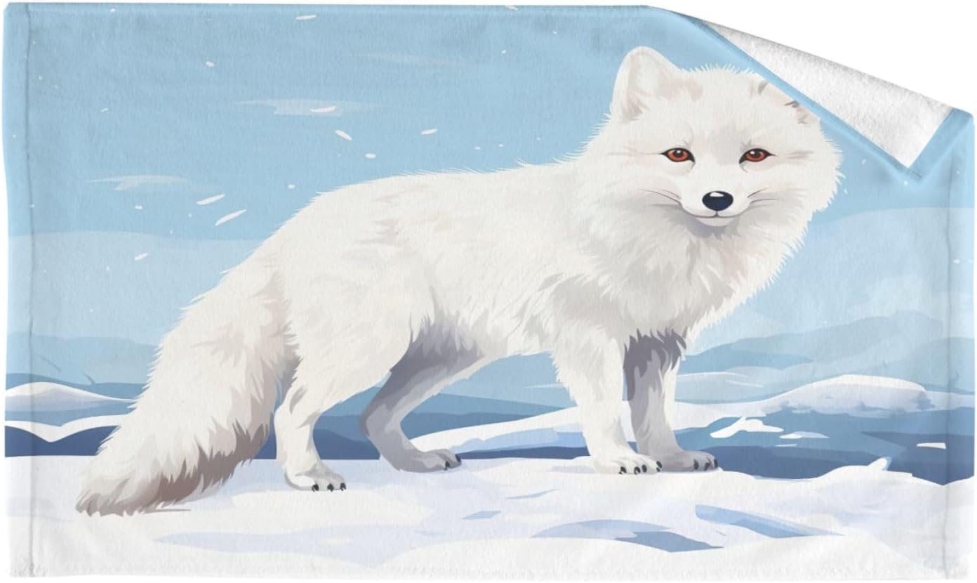 Fox White Snow Hand Towels High-Quality Cotton Washcloths for All Uses