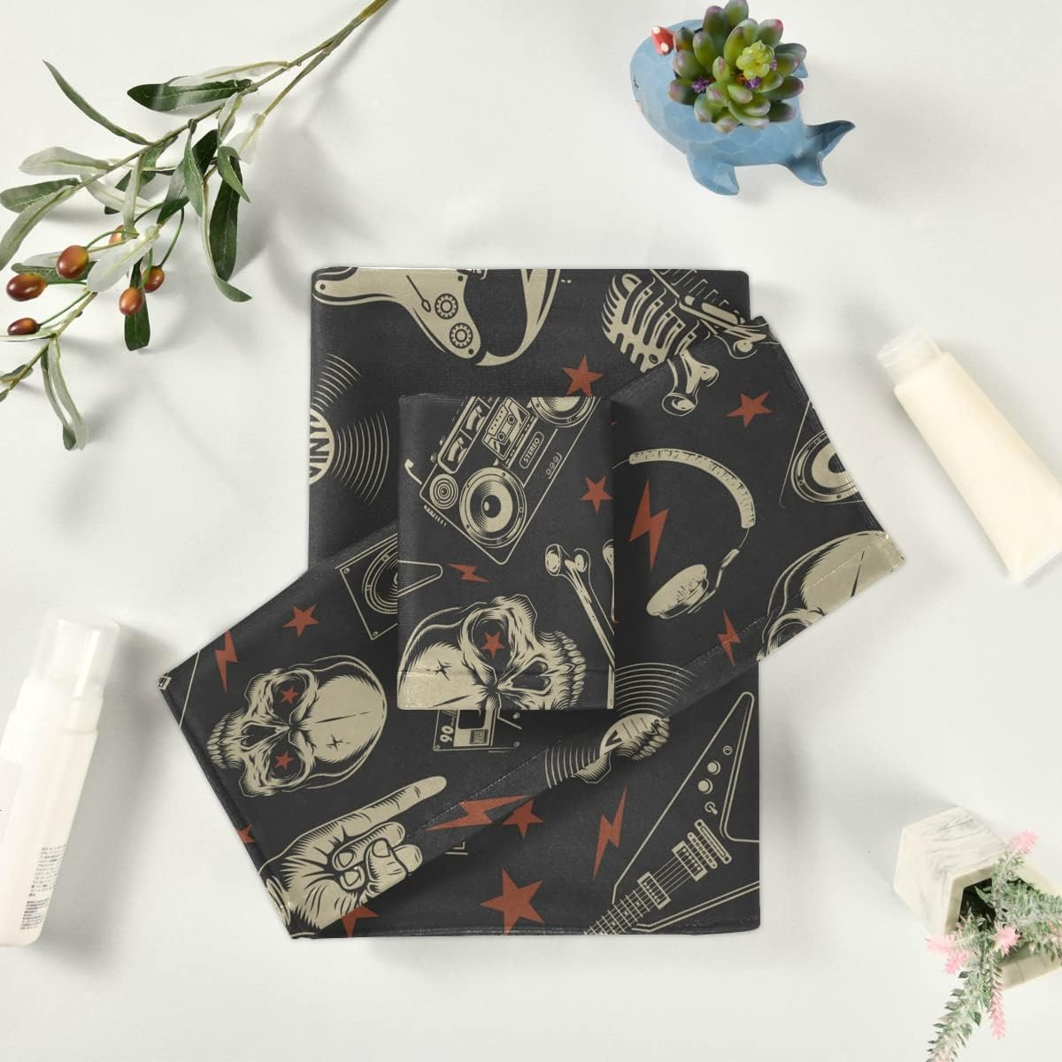 DOMIKING Skull Bath Towel Set of 3