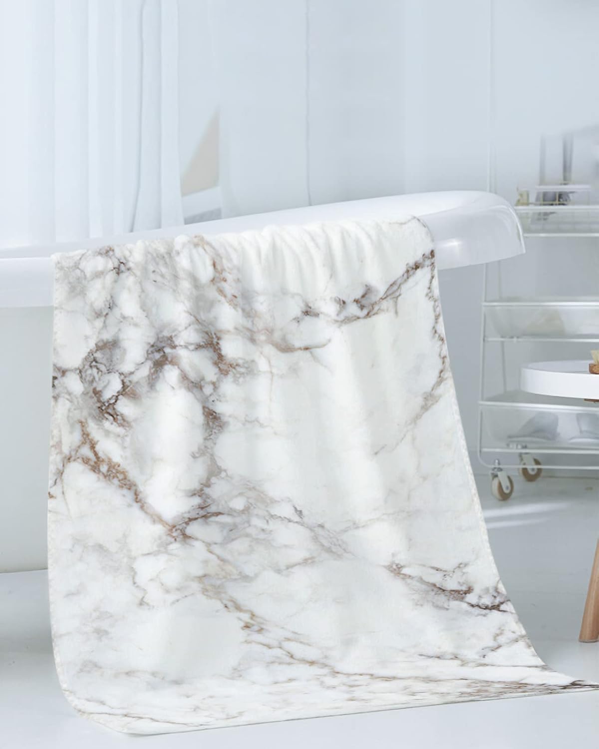 ZOE GARDEN White Cracked Marble Bathroom Towel Set