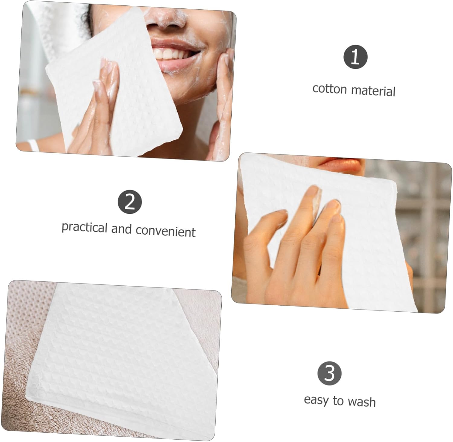 Two-Piece Cotton Waffle Face Towels - Soft Absorbent Hand Face Cleaning