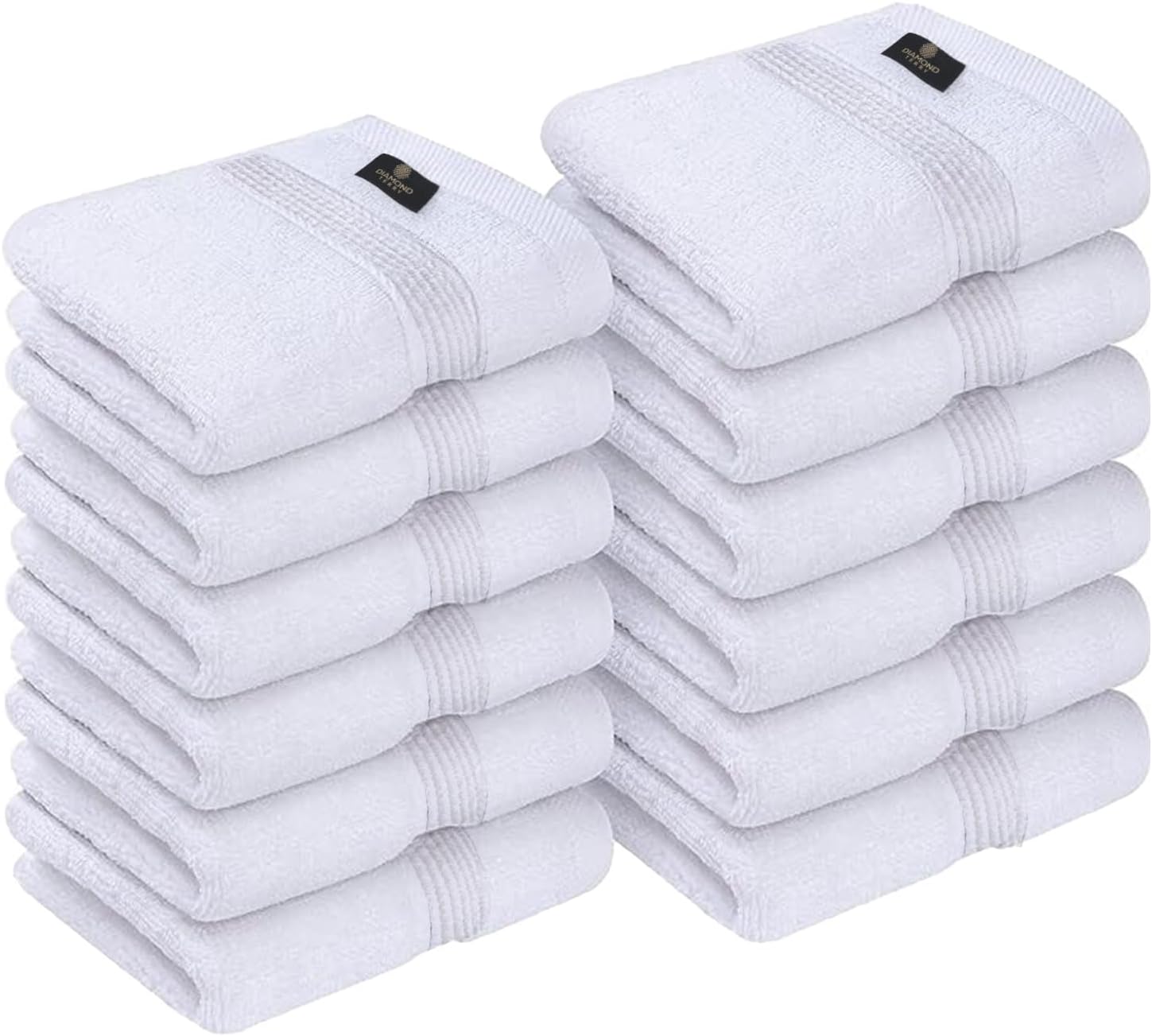 Effortless Clean 12 x 12 Inch Set Diamond Terry Cotton Washcloths