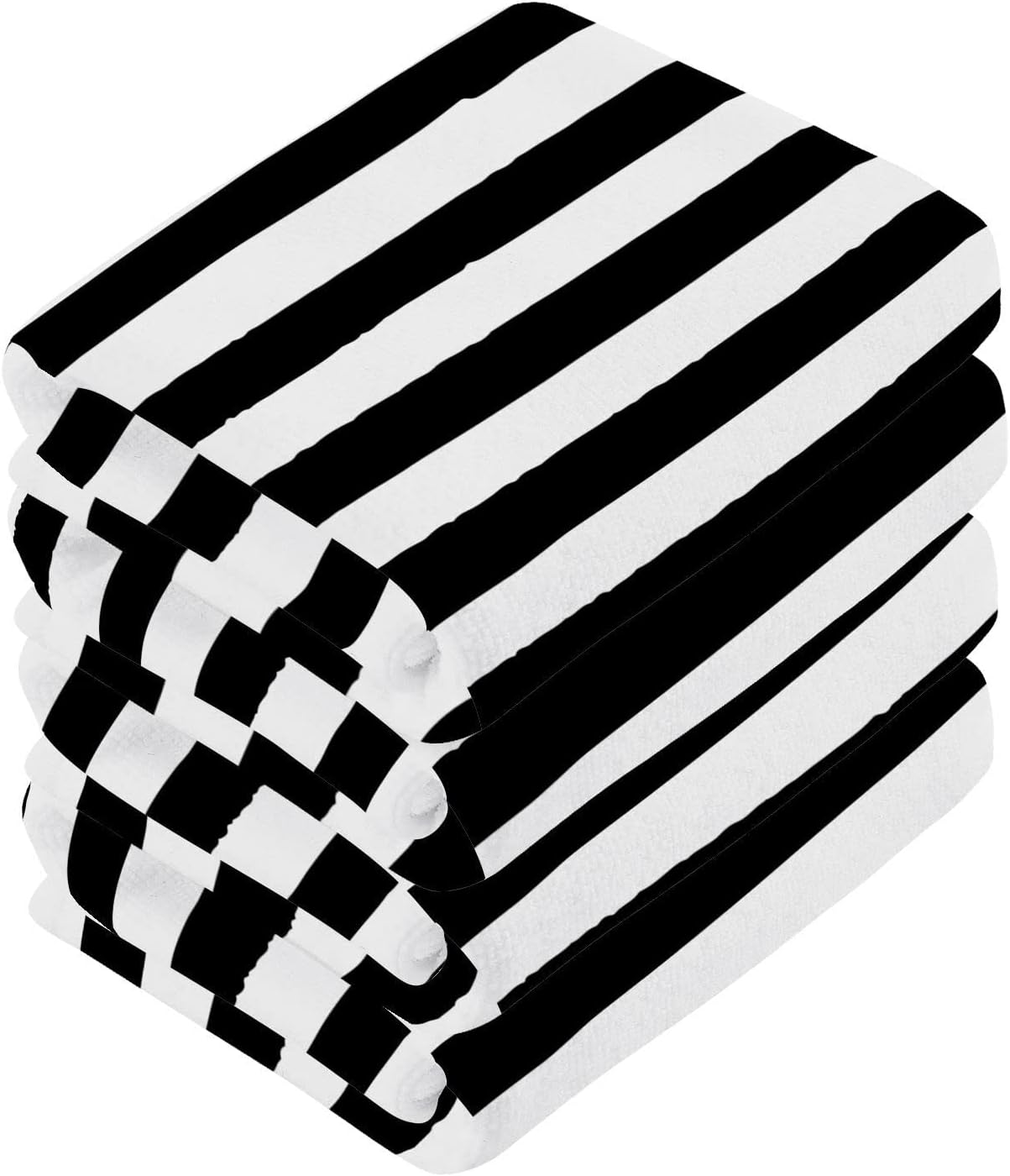 Kigai Premium Washcloth Set - Black White Stripes