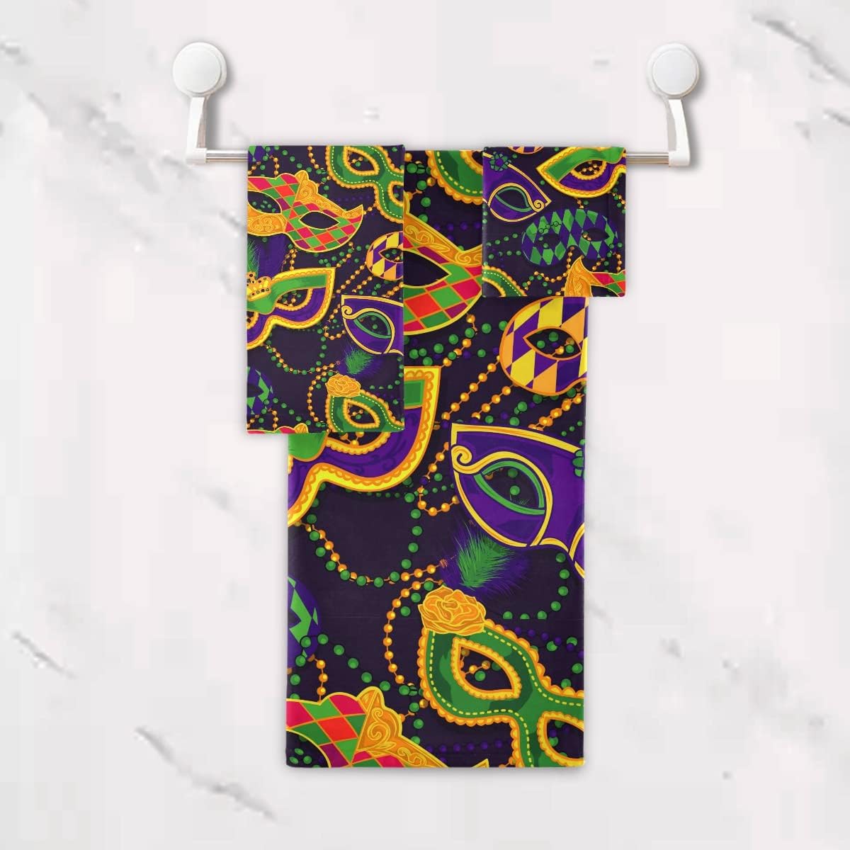 Beachy Vibes Mardi Gras Bath Towels Set
