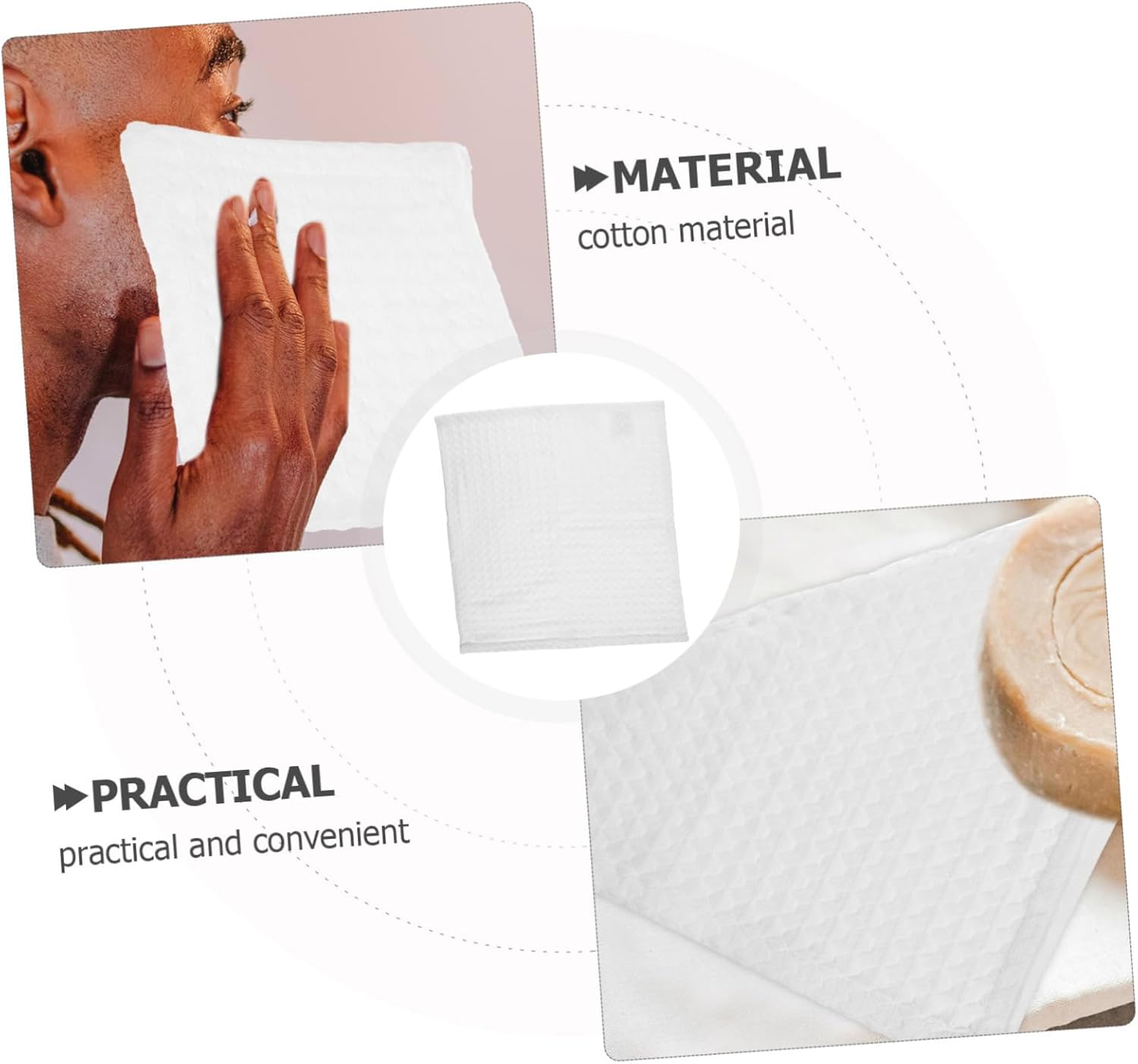 2-Pack Skin-Enhancing Cotton Washcloths Waffle Weave Compact Travel-Friendly