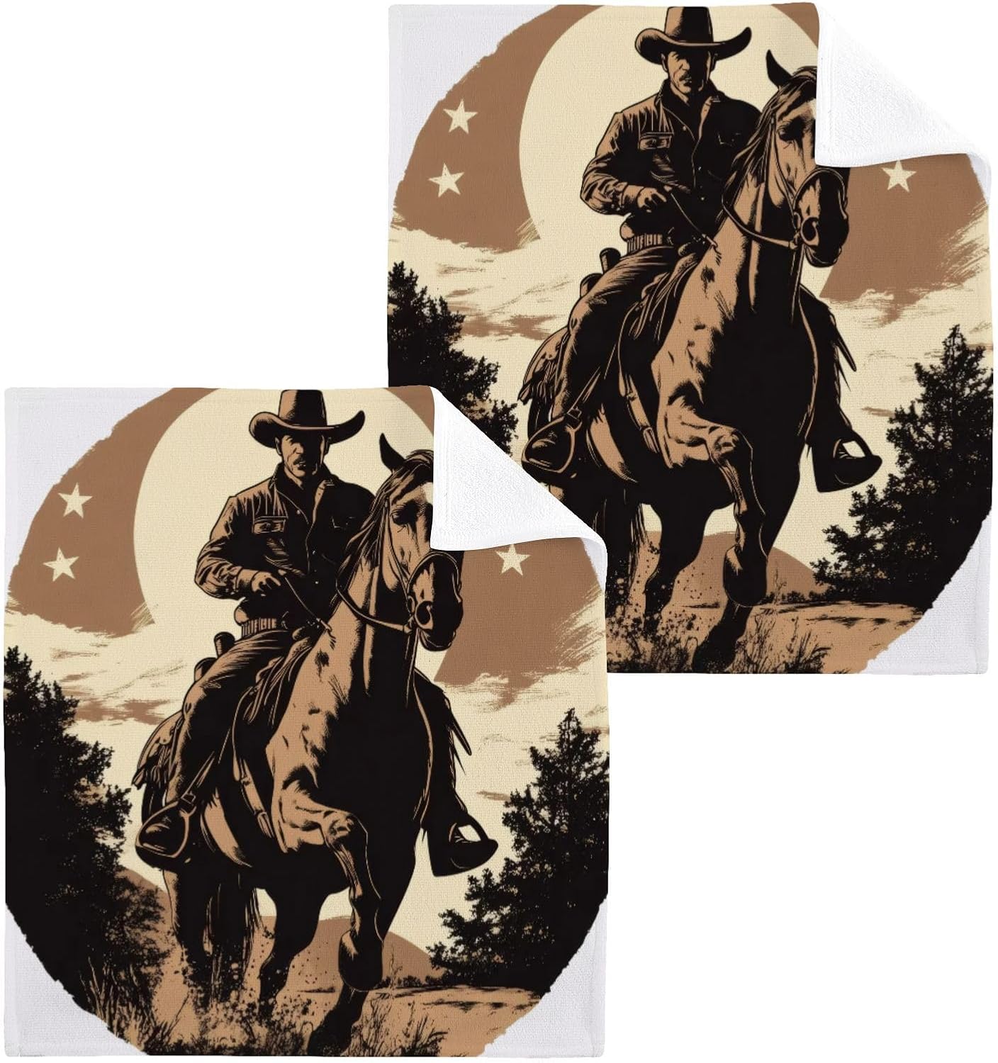 Kigai Sheriff on Horse Face Hand Towels Soft Absorbent 12x12 Pad