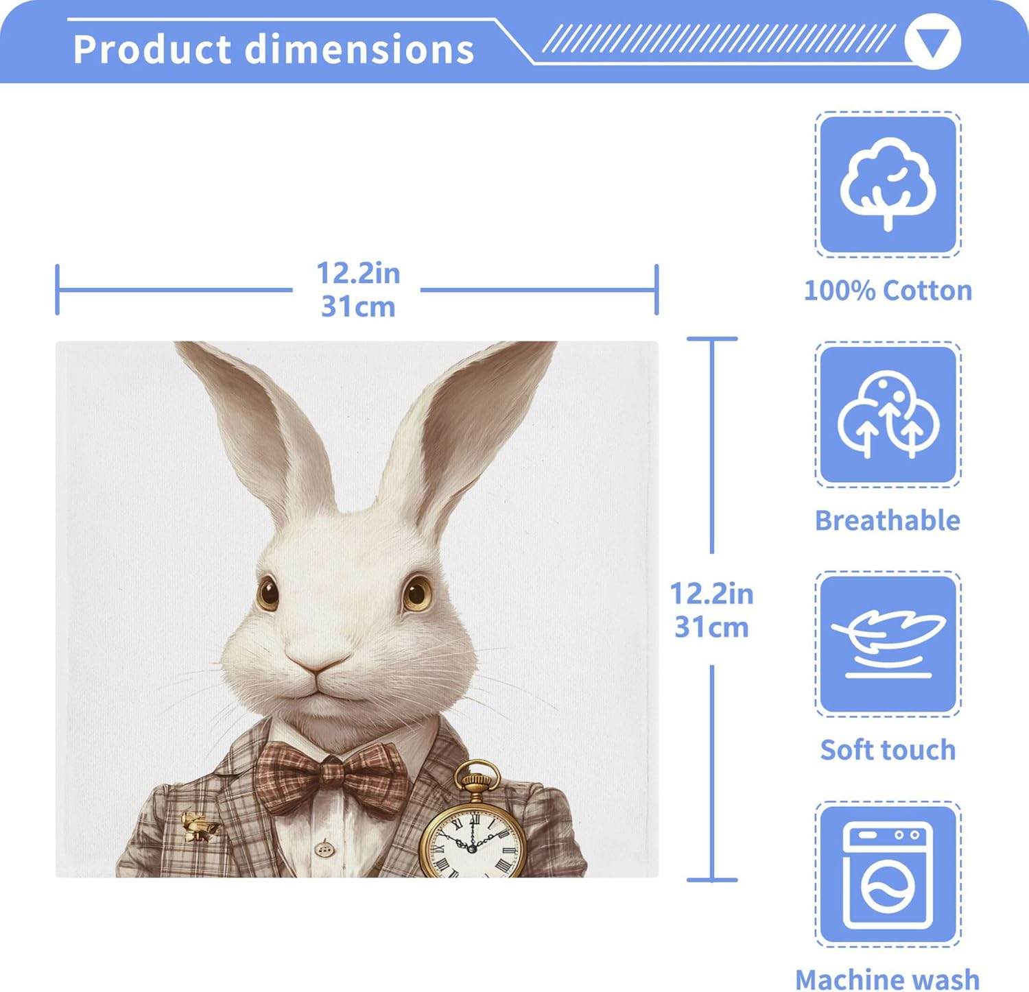 Kigai Rabbit with Pocket Watch Washcloth 2-Piece Set