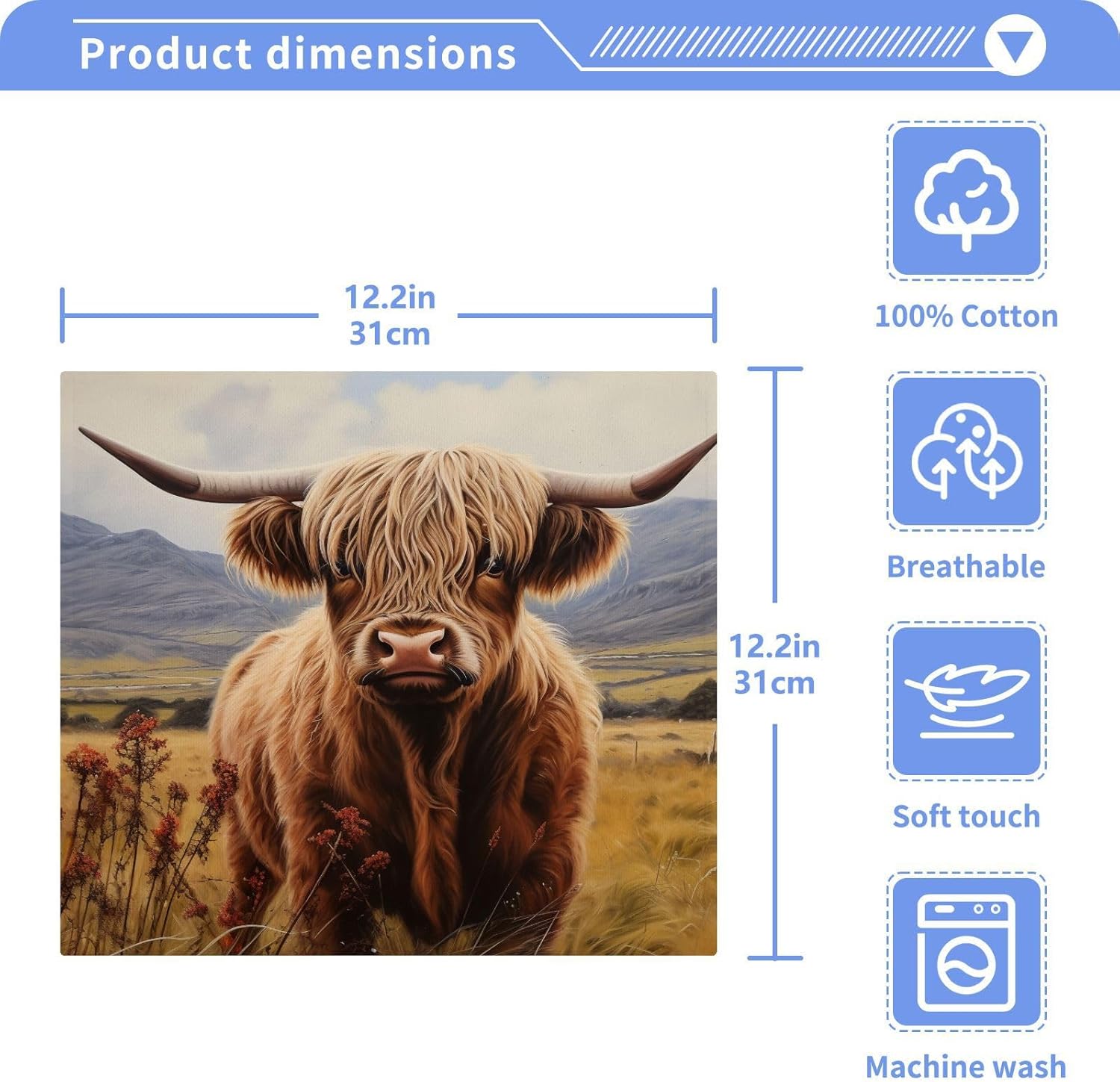ALAZA Scotland Cattle Highland Cow Washcloths Set 2 Pack