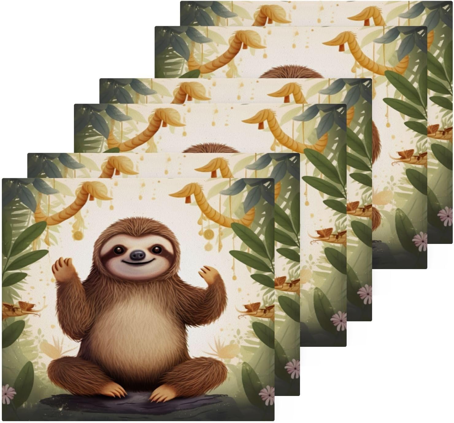 Xigua Cute Sloth Washcloths - Soft Absorbent 12x12 inch Pack