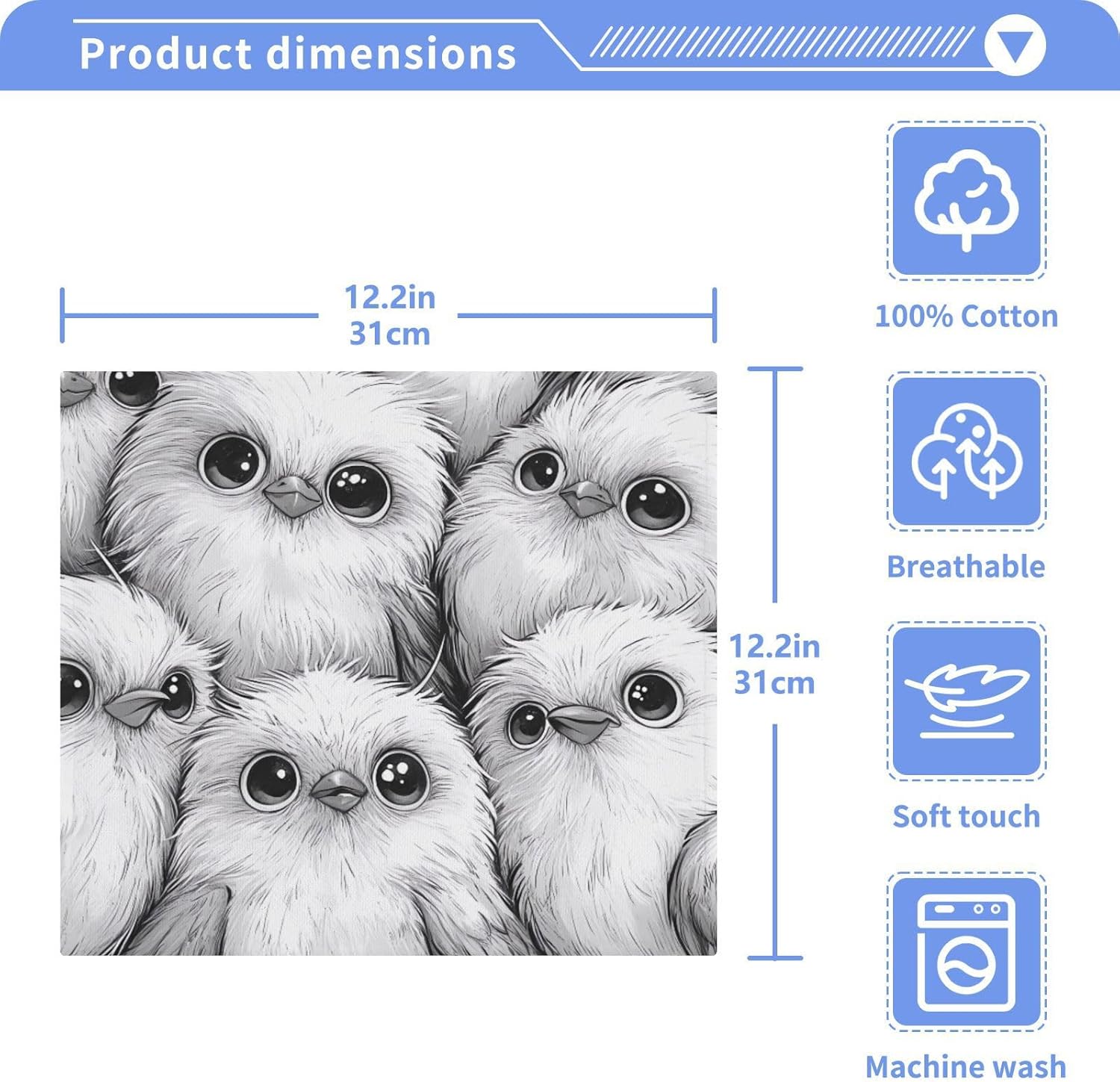 Msyxl 2-Piece Birds Pattern Washcloths Soft Cotton Face Body Towels