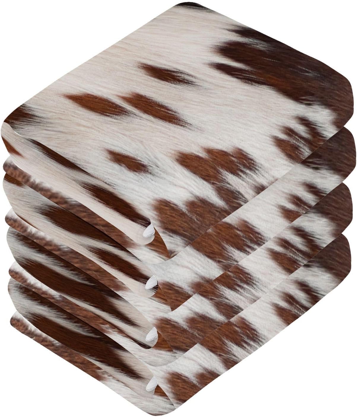 Xigua Cow Brown White Washcloths - 2 Pack 12x12 Inches