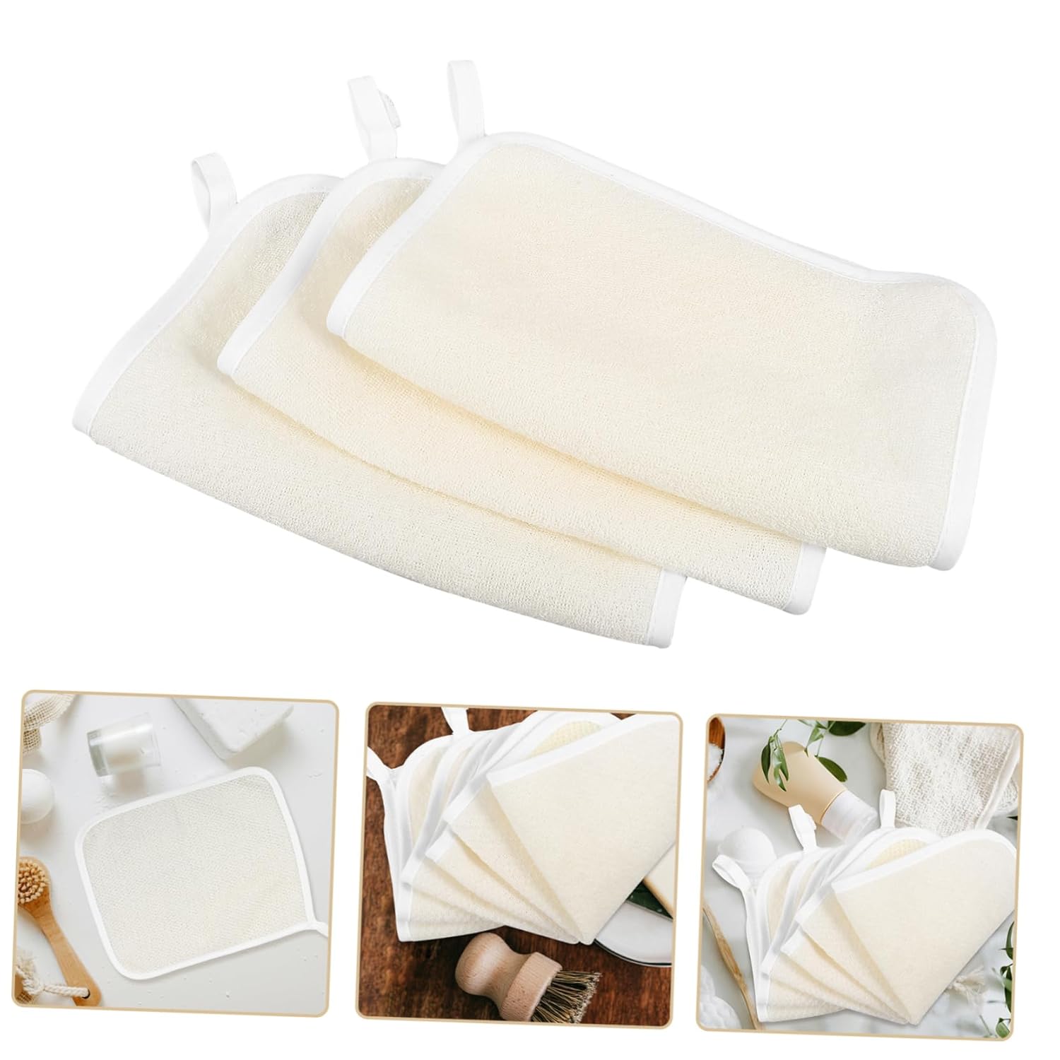 Hemoton Exfoliating Washcloth Set Japanese Style Face Body Scrub