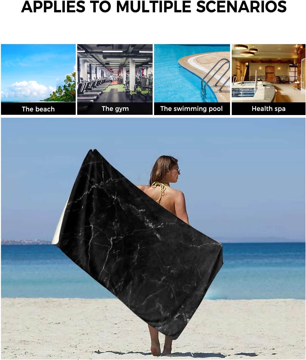 Marble Black White Crack Mini Towel Set