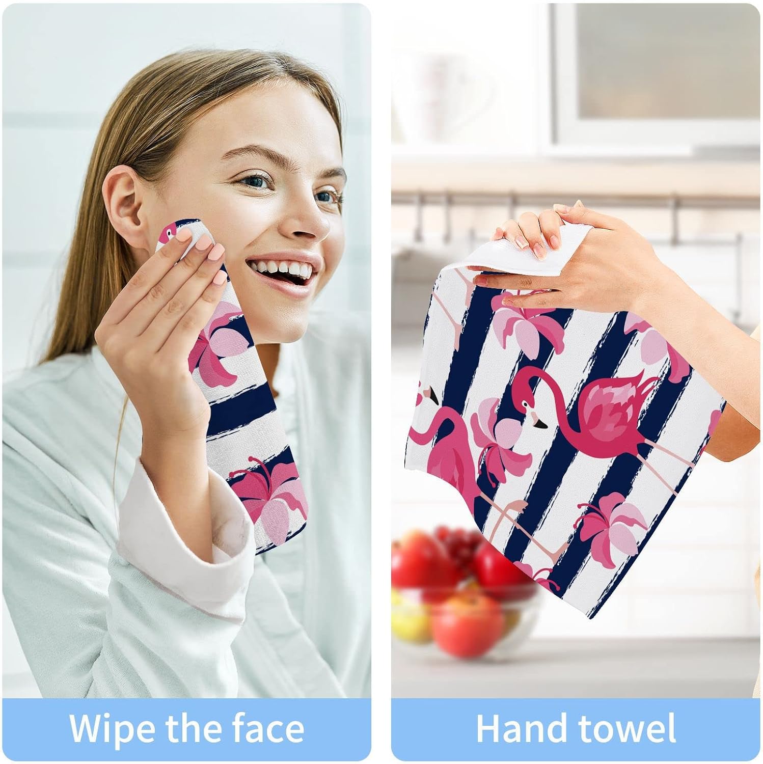 Kigai Tropical Pink Flamingo Washcloth Set Premium 12x12 inch