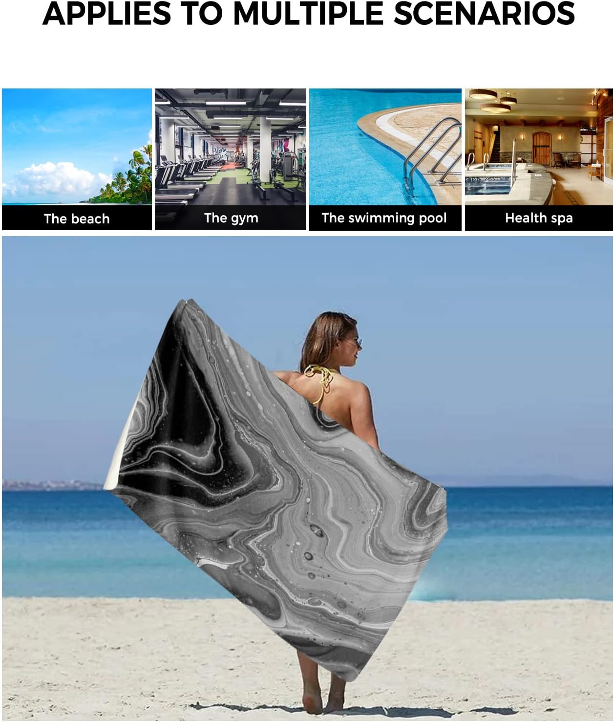 ZOE GARDEN Black Grey Bathroom Towel Set