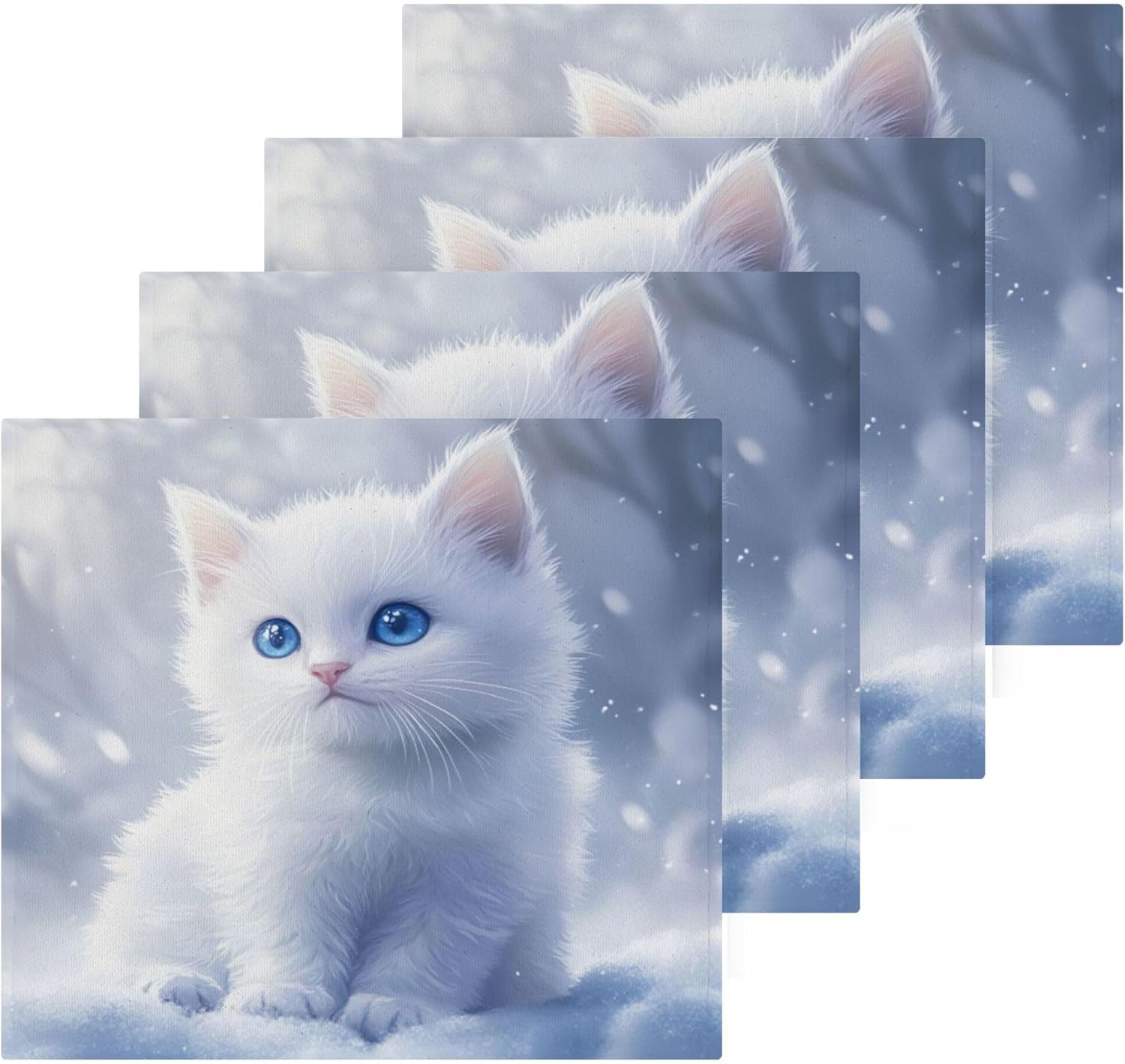 Qilmy Cute Kitten Washcloth 4-Pack