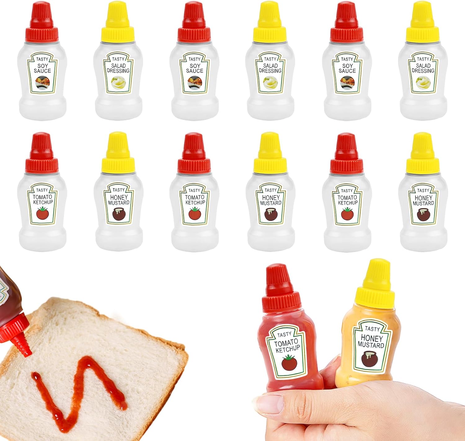 12-Piece Expandable Ketchup Bottle Set for Bento Boxes