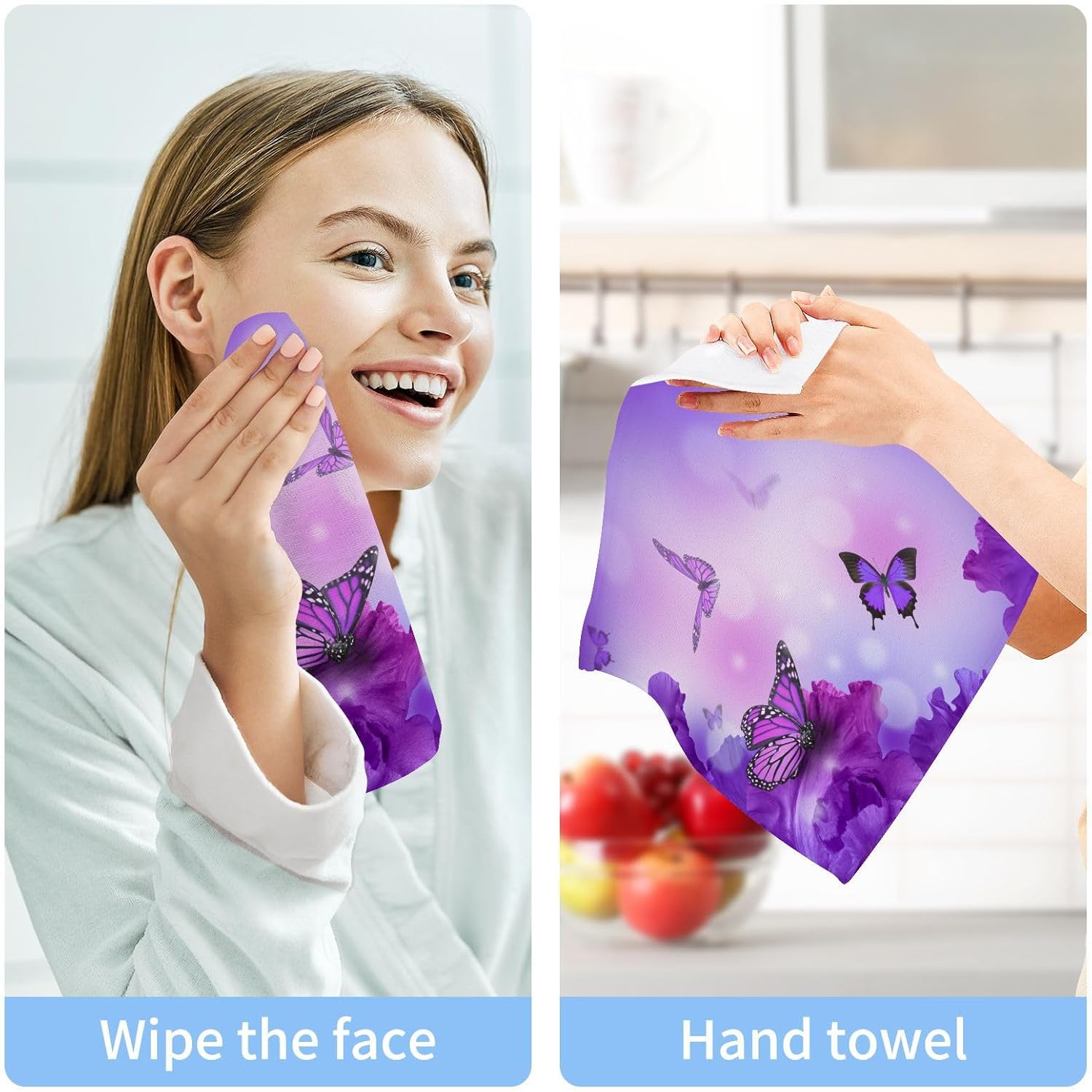 Stunning Butterfly Washcloth Set for Face Hand and Spa Use