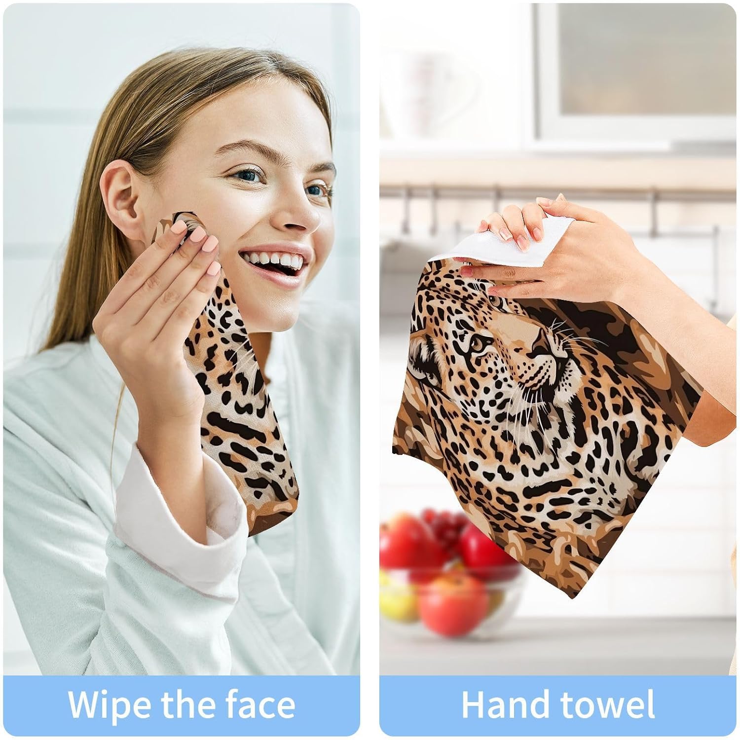 YETTASBIN Leopard Washcloths 4 Pack