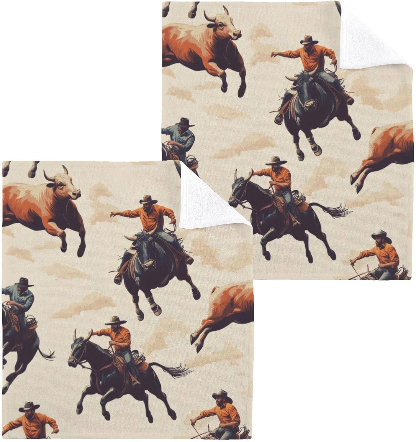 Kigai Cowboys Rodeo Face Towels Soft Absorbent 12x12