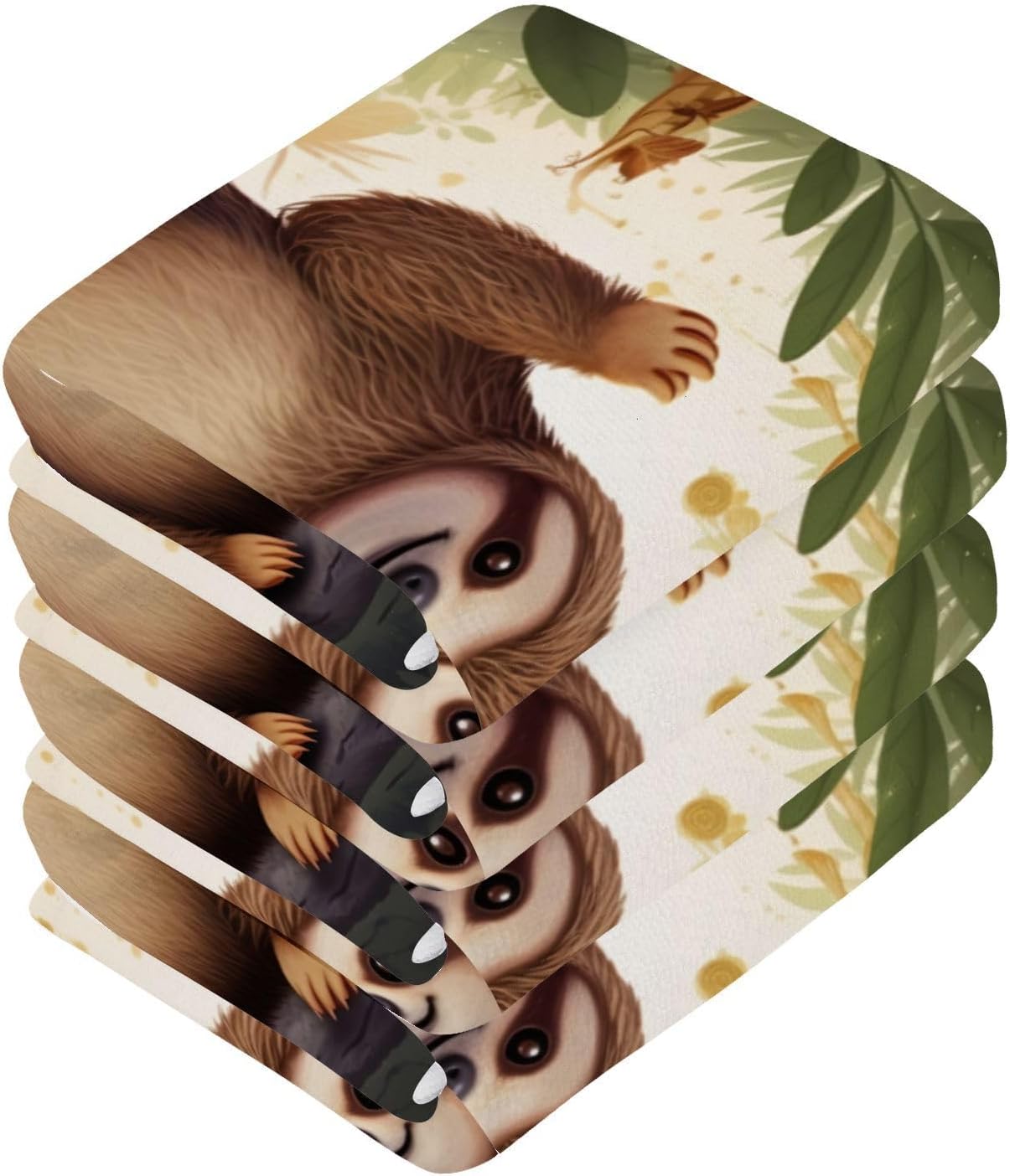 Xigua Cute Sloth Washcloths - Soft Absorbent 12x12 inch Pack