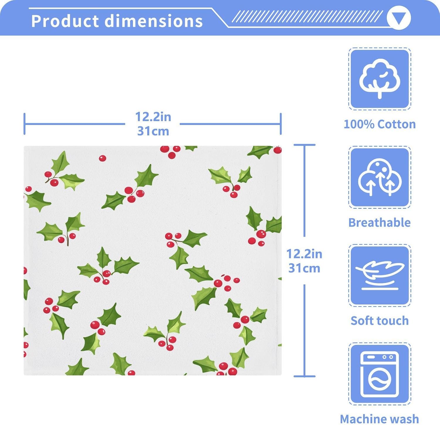 Bulletgxll Cotton Washcloths Set of 2 12x12 Inch Soft Absorbent Face Cloths