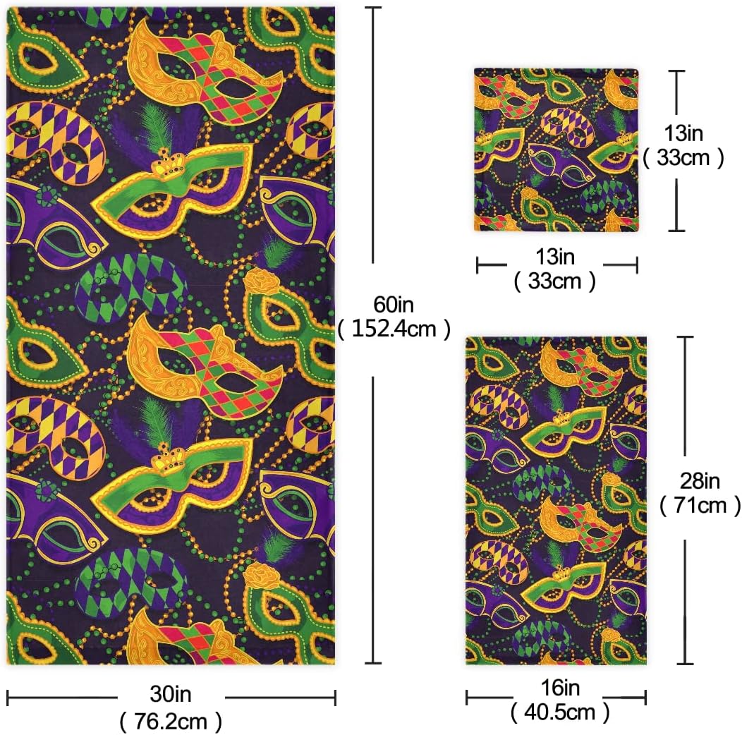 Beachy Vibes Mardi Gras Bath Towels Set