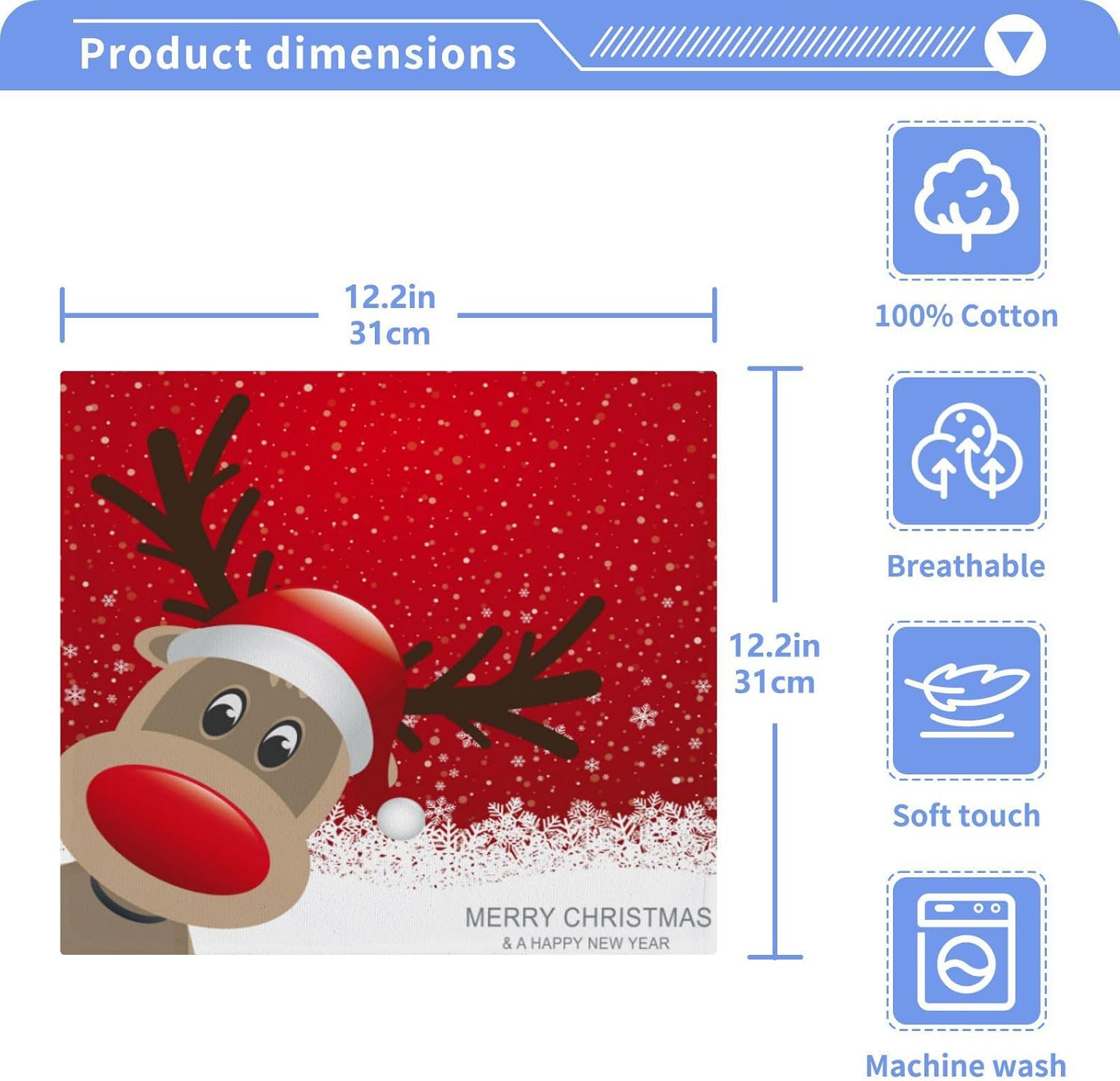 Christmas Reindeer Washcloth Set 2-Pack Limited-Time Offer Free Shipping