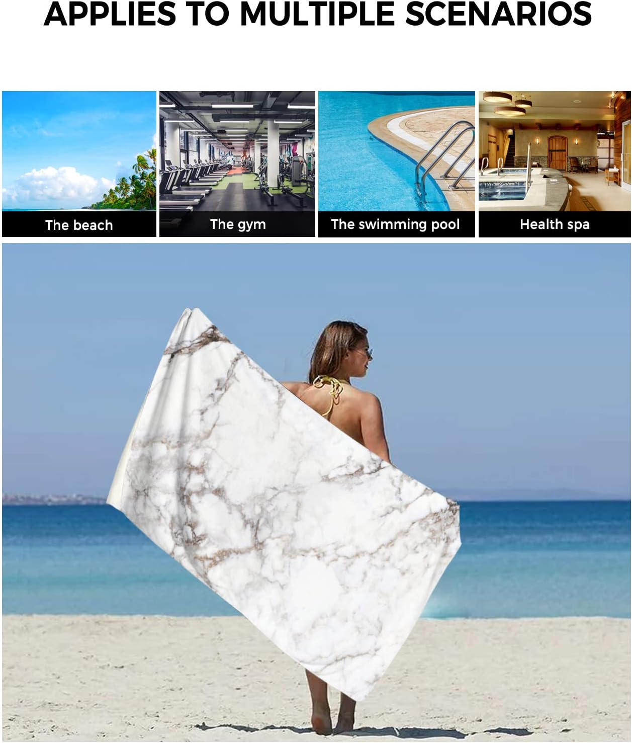 ZOE GARDEN White Cracked Marble Bathroom Towel Set