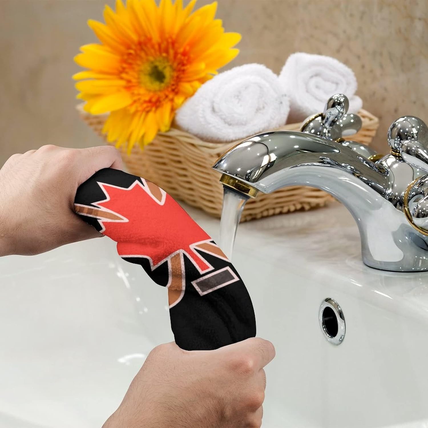 Cute Printed Canada Maple Hockey Hand Towels for Home Kitchen
