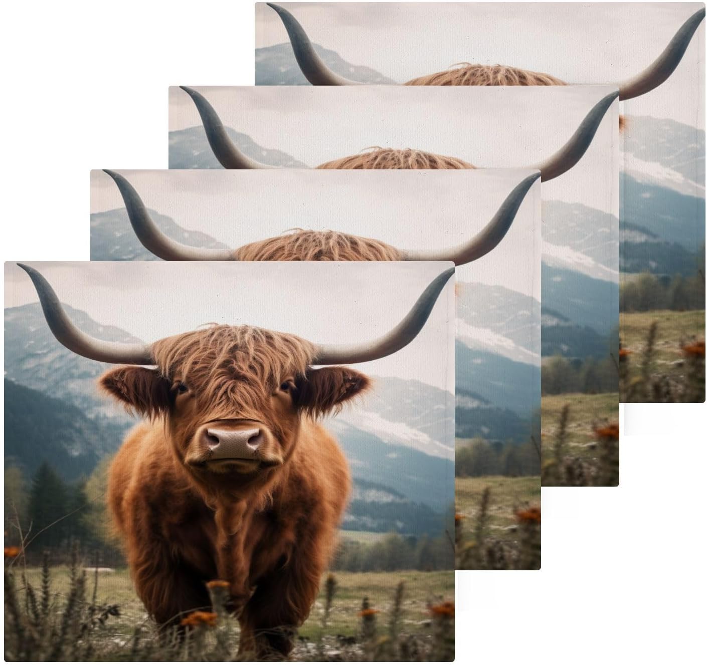 Highland Cow Washcloth Set - Soft AbsorbentReusable Facing Towel for Baby Family
