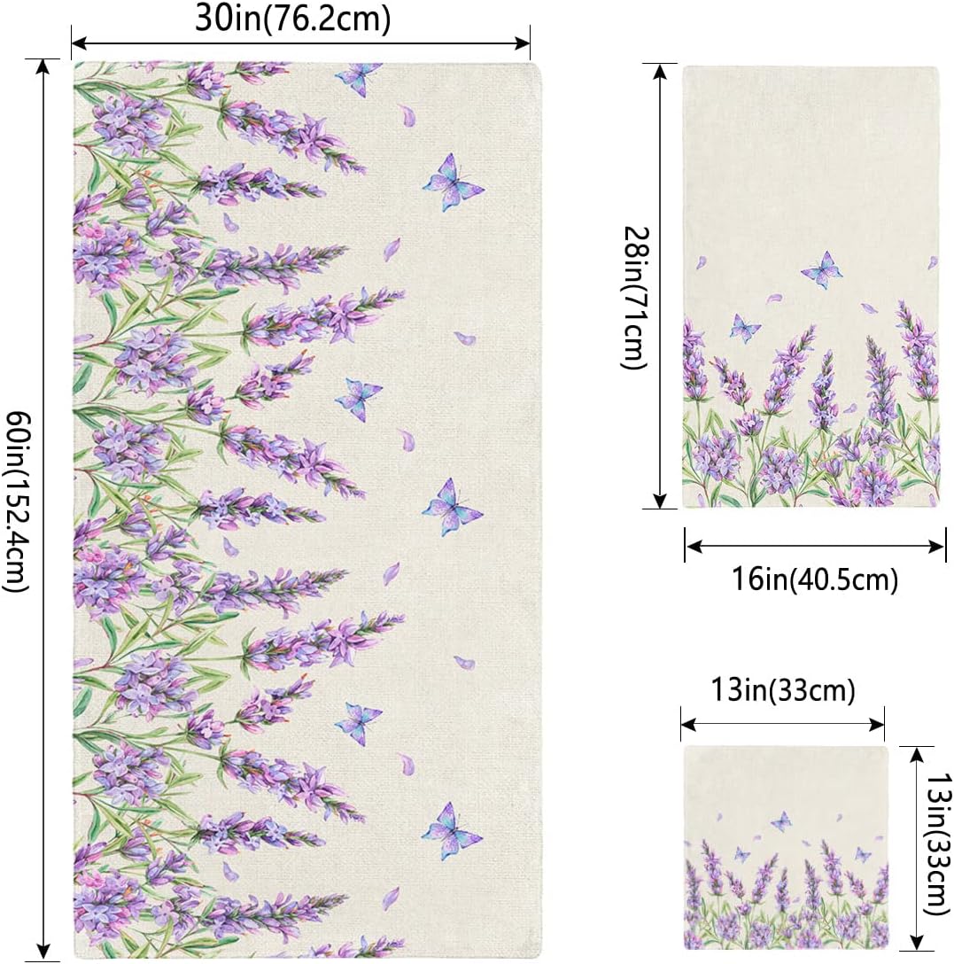 Chees D Zone Bath Towel SetPurple Floral Lavender Butterfly Soft Cotton Towels