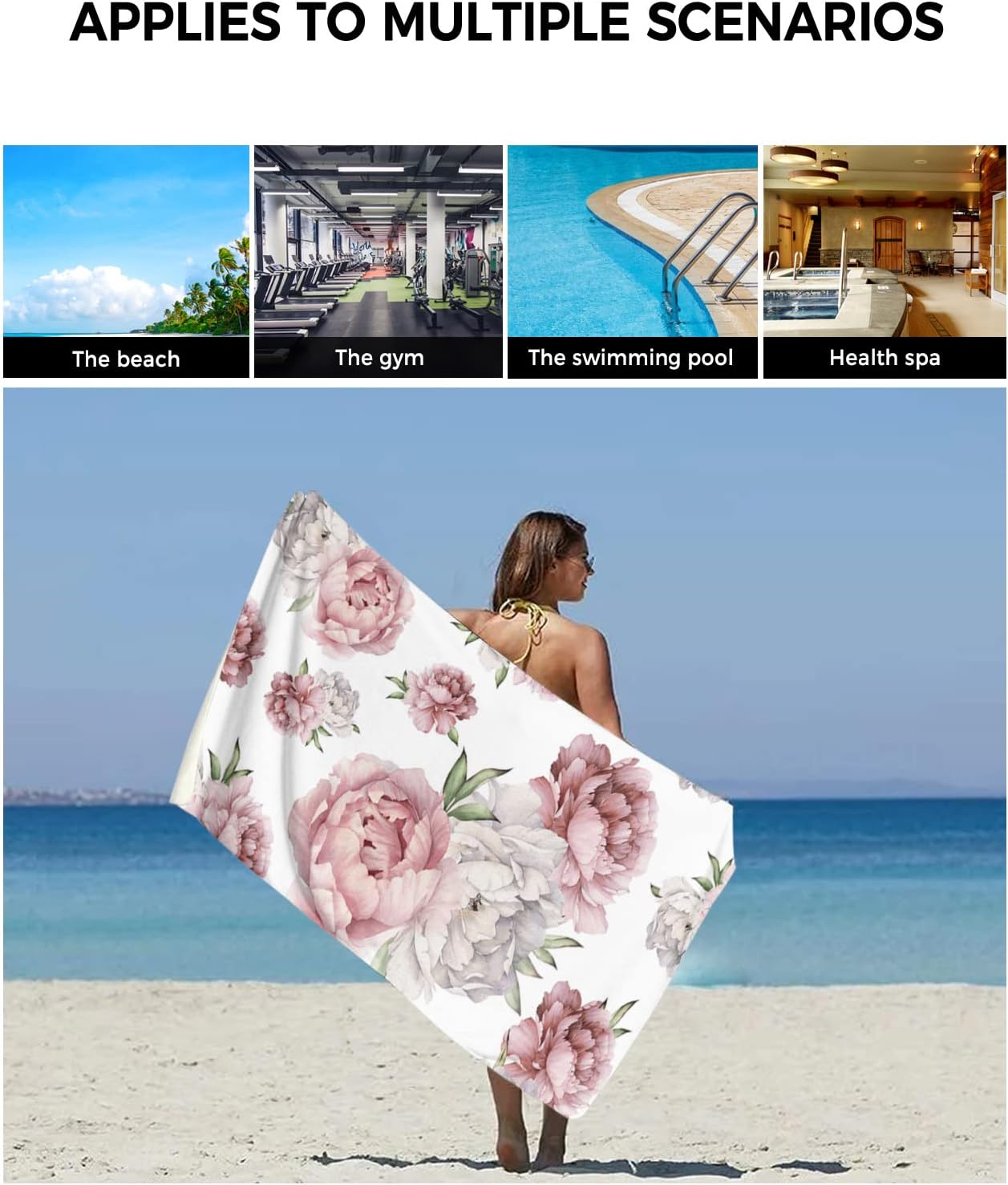 Shine-Home Red White Pink Floral Towel Set for Bathroom