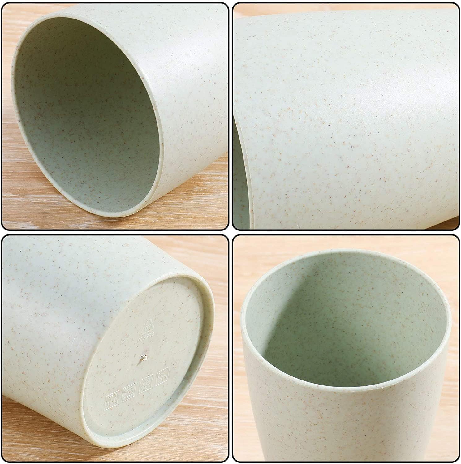 CAMBUY Wheat Straw Reusable Tumbler Set 4Pcs 15OZ