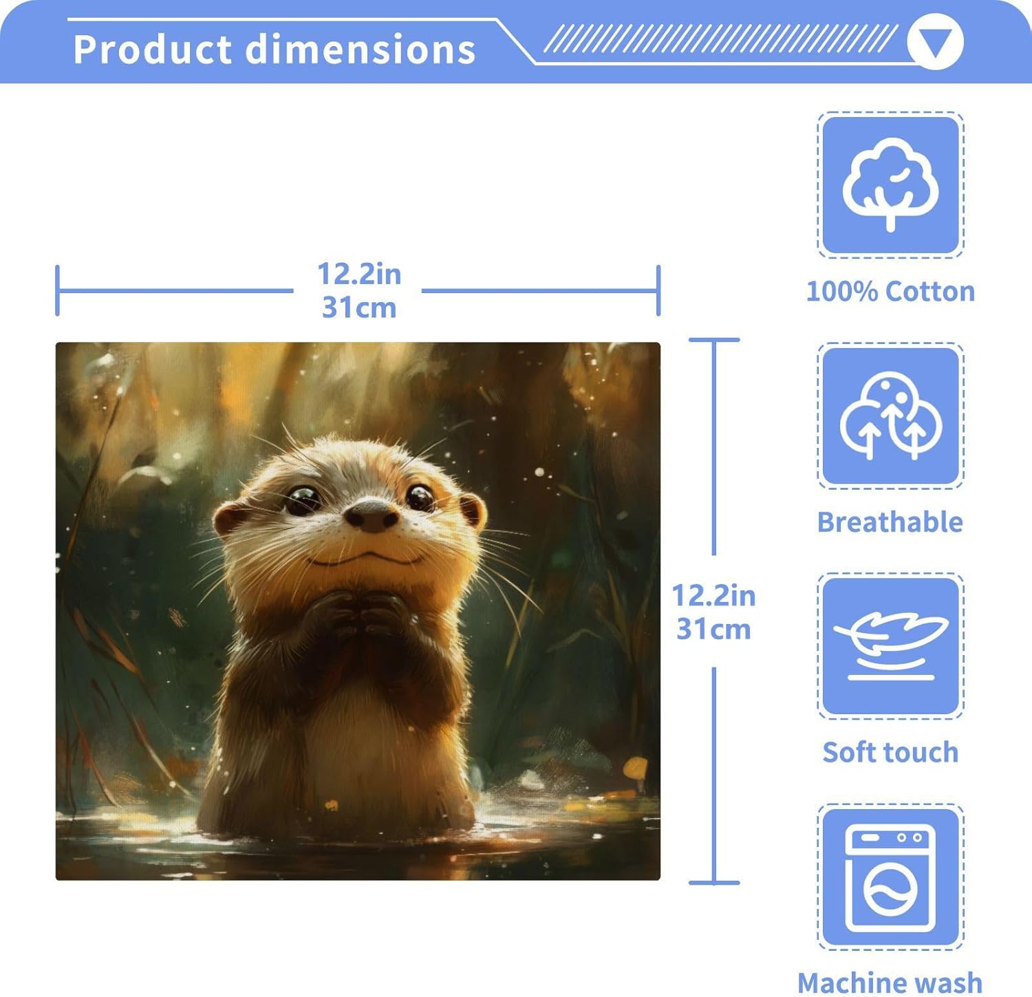 Cute Otter 2-Pack Cotton Washcloths for Nighttime Use