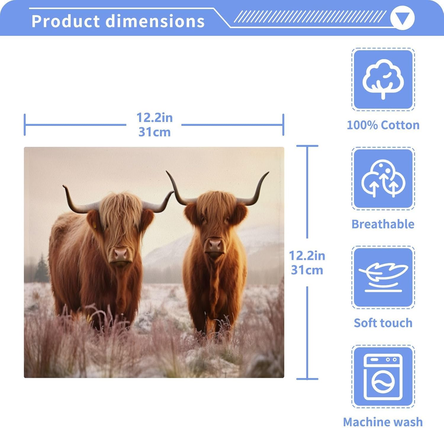 Moisturizing Puzzle xigua High-Quality Cow Washcloth Set - 2-Pack 12x12