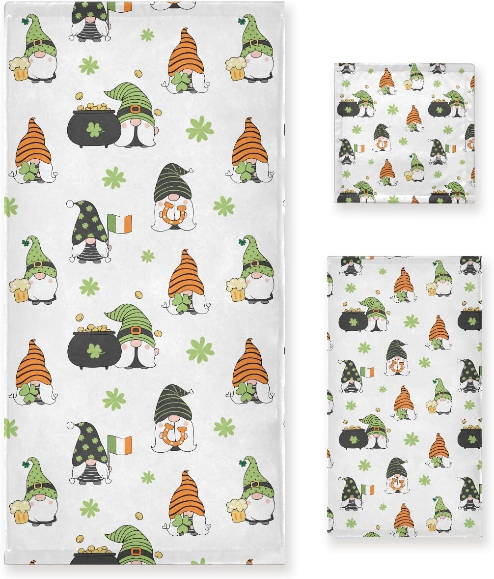 DOMIKING Gnome St Patrick Day Towel Set of 3