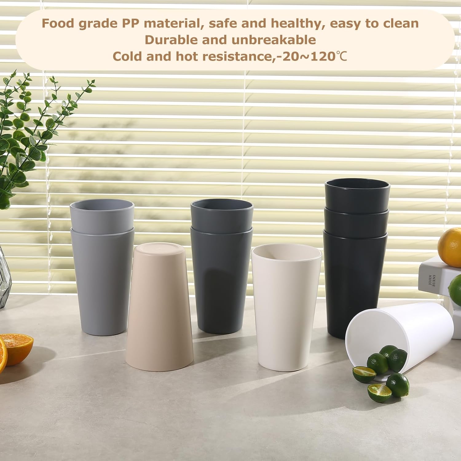24 Pcs 20 Oz Reusable Plastic Cups Set
