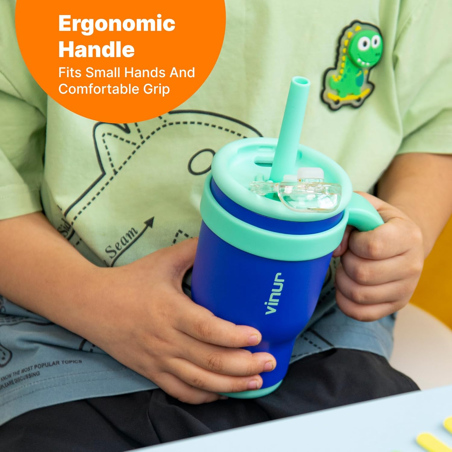 Sturdy Leak-Proof Tumbler for Kids 14 oz Navy Purple