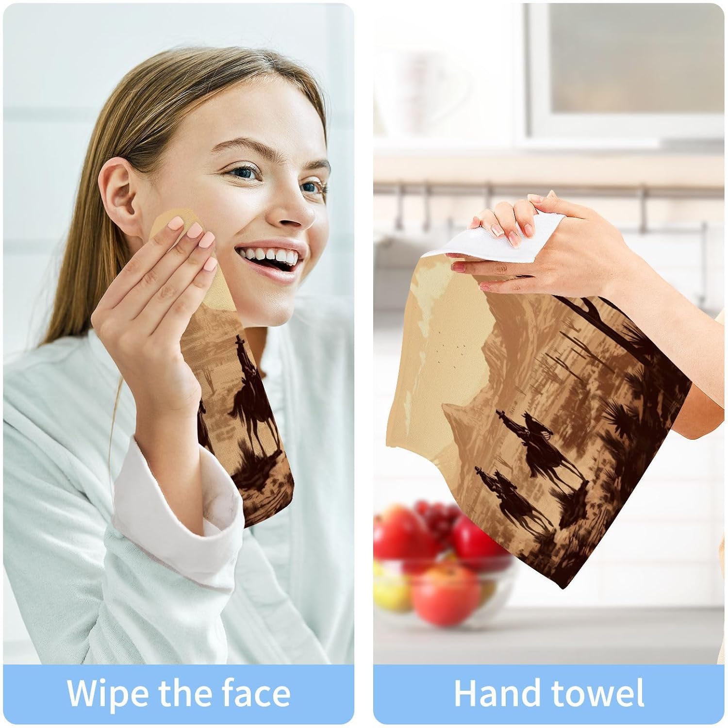 Xigua Western Cowboy Washcloths Absorbent Soft 10x10